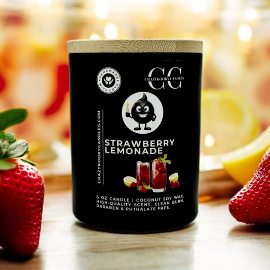 STRAWBERRY LEMONADE - Funny Candle, Scented Coconut Soy Candle, 6oz - CrazyKooky Candles LLC