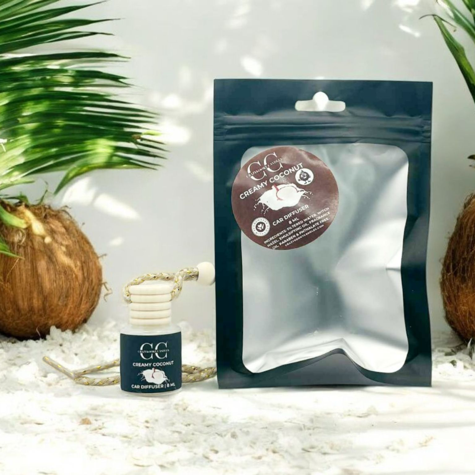 CREAMY COCONUT - Car Diffuser, 8ml - CrazyKooky Candles LLC