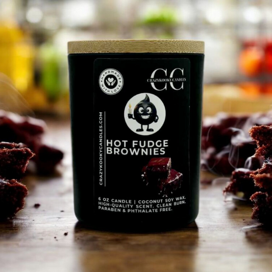 HOT FUDGE BROWNIES - Funny Candle, Scented Coconut Soy Candle, 6oz - CrazyKooky Candles LLC