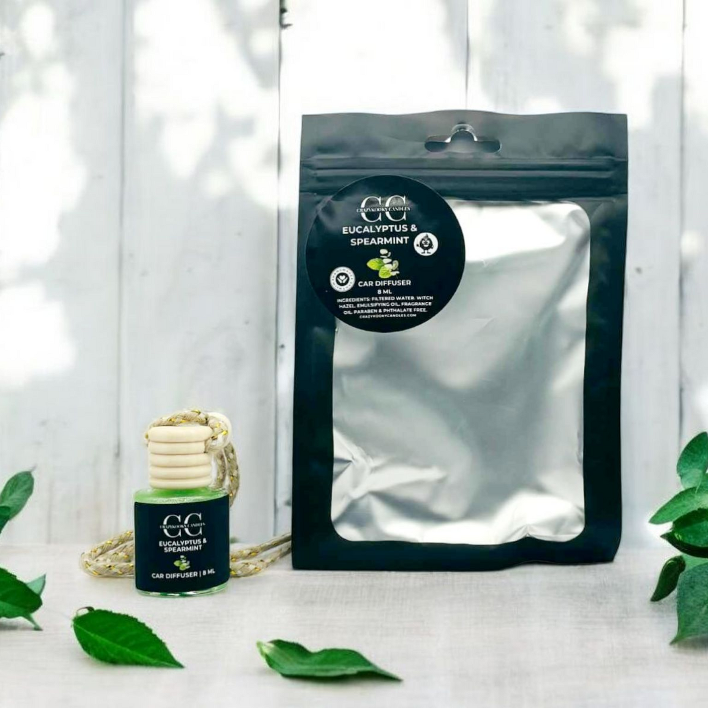 EUCALYPTUS & SPEARMINT  - Car Diffuser, 8ml - CrazyKooky Candles LLC