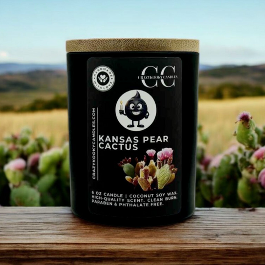 KANSAS PEAR CACTUS - Funny Candle, Scented Coconut Soy Candle, 6oz - CrazyKooky Candles LLC