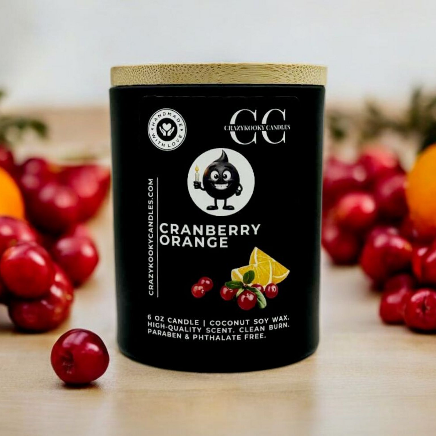 CRANBERRY ORANGE - Funny Candle, Scented Coconut Soy Candle, 6oz - CrazyKooky Candles LLC