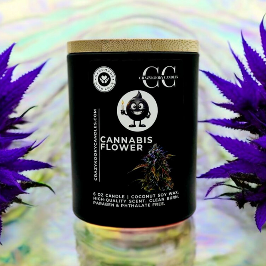 CANNABIS FLOWER - Funny Candle, Scented Coconut Soy Candle, 6oz - CrazyKooky Candles LLC