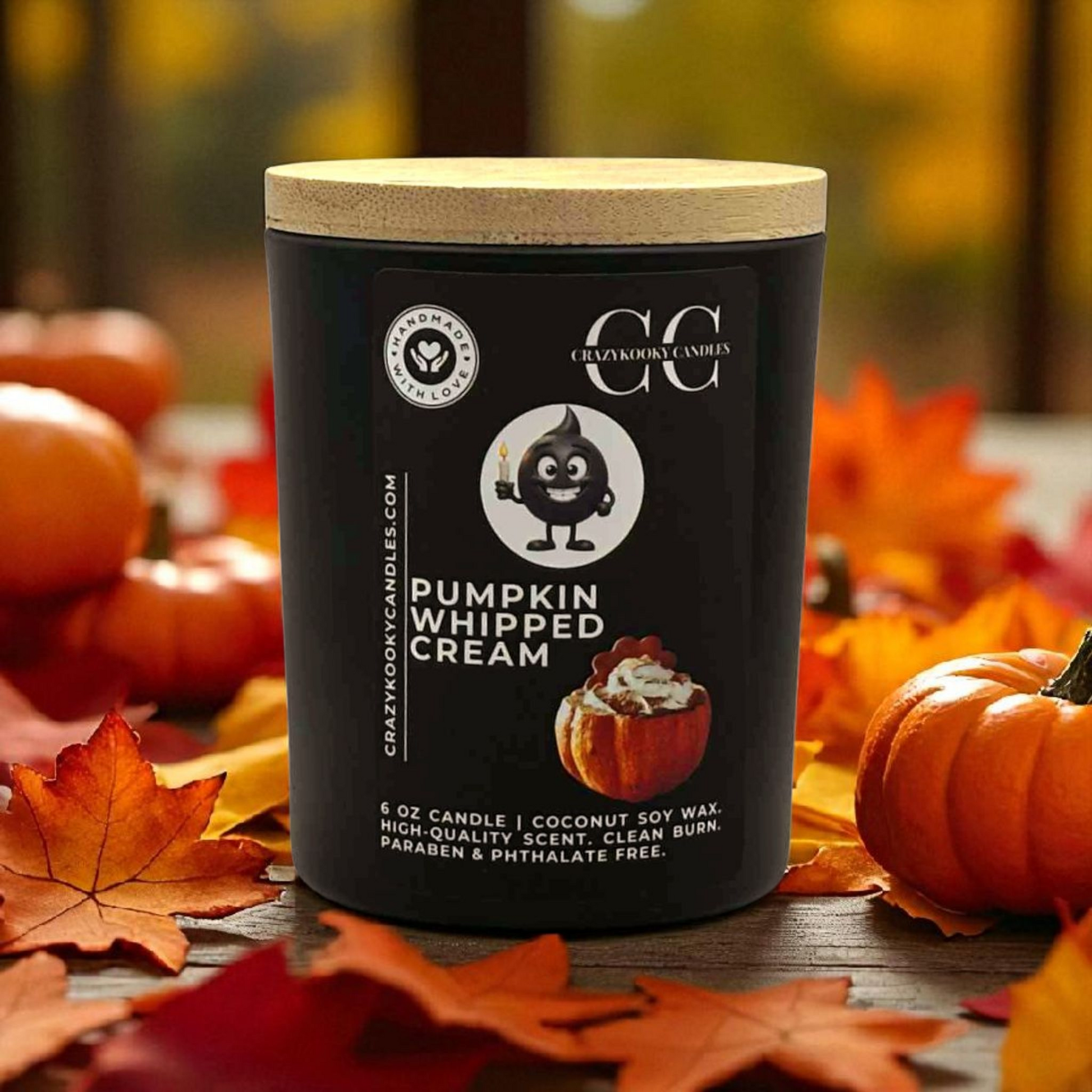 PUMPKIN WHIPPED CREAM - Funny Candle, Scented Coconut Soy Candle, 6oz - CrazyKooky Candles LLC