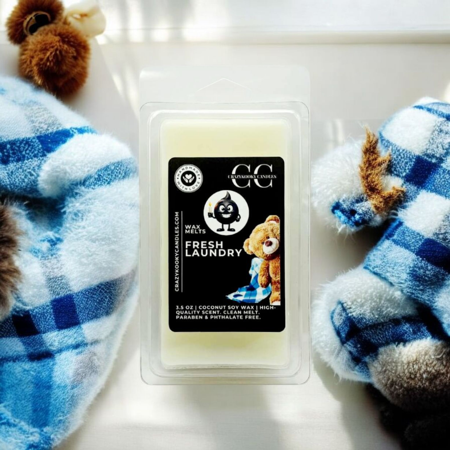 FRESH LAUNDRY - Wax Melts, Scented Coconut Soy, 3.5oz - CrazyKooky Candles LLC