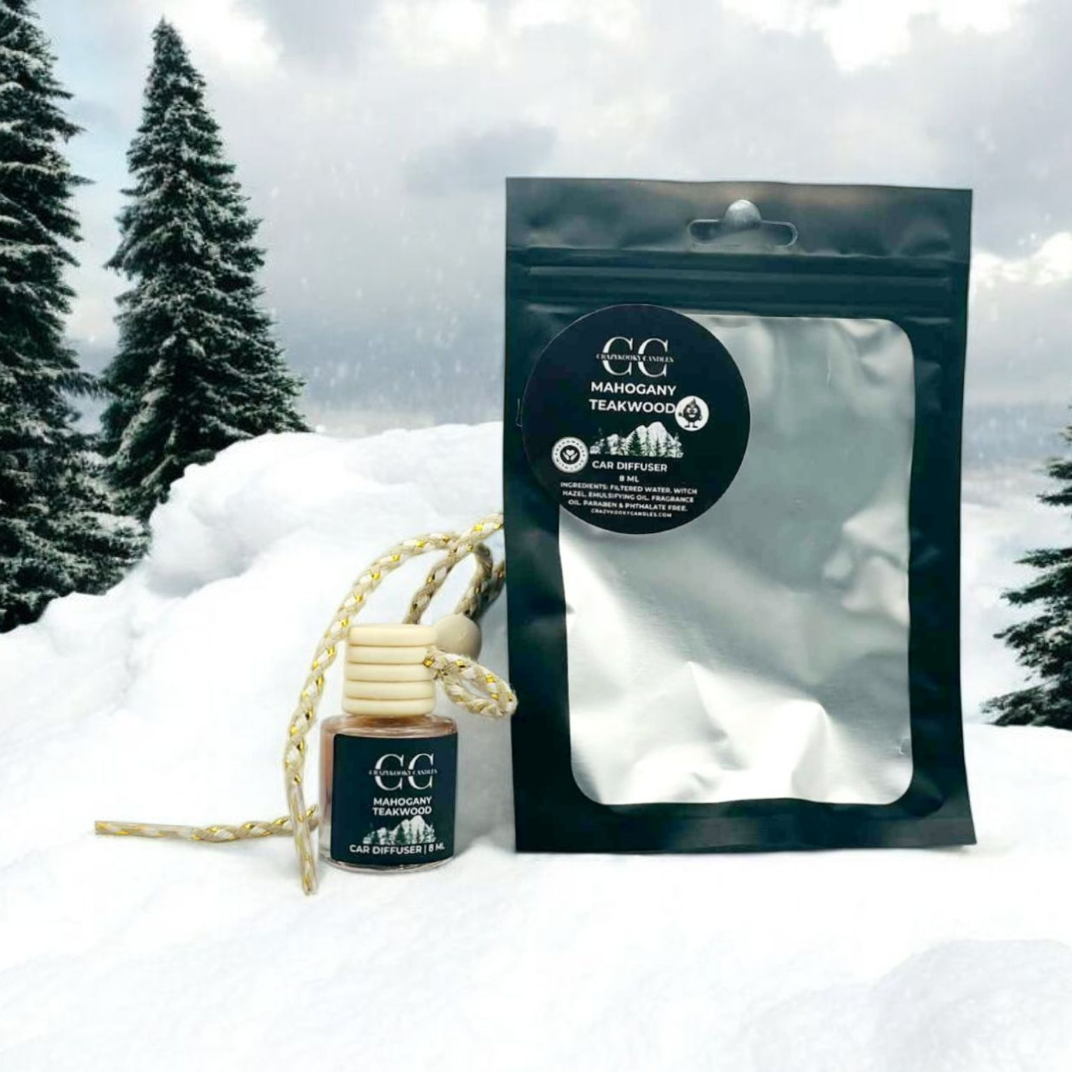 MAHOGANY TEAKWOOD - Car Diffuser, 8ml - CrazyKooky Candles LLC