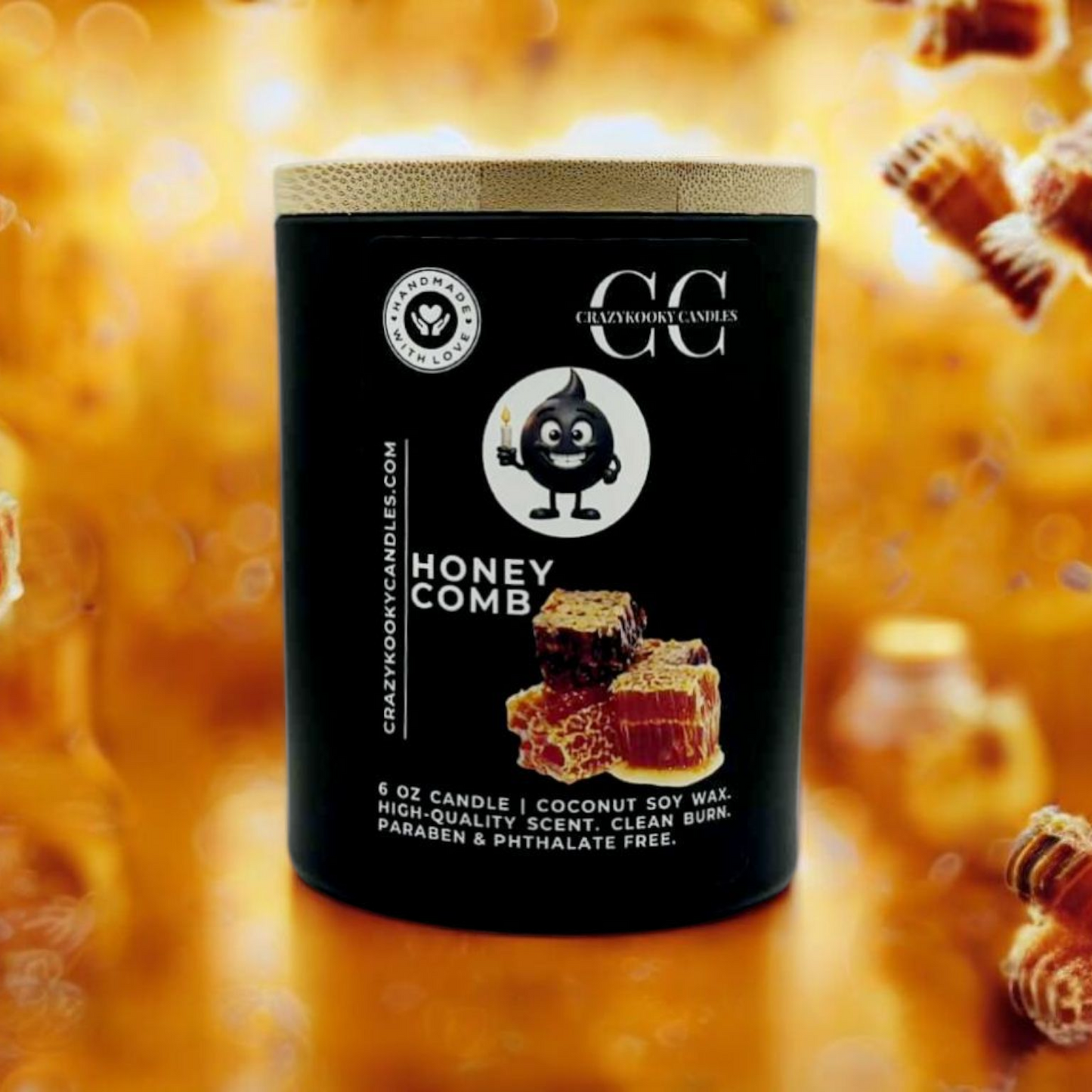 HONEY COMB - Funny Candle, Scented Coconut Soy Candle, 6oz - CrazyKooky Candles LLC