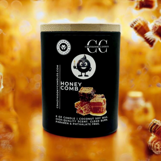 HONEY COMB - Funny Candle, Scented Coconut Soy Candle, 6oz - CrazyKooky Candles LLC
