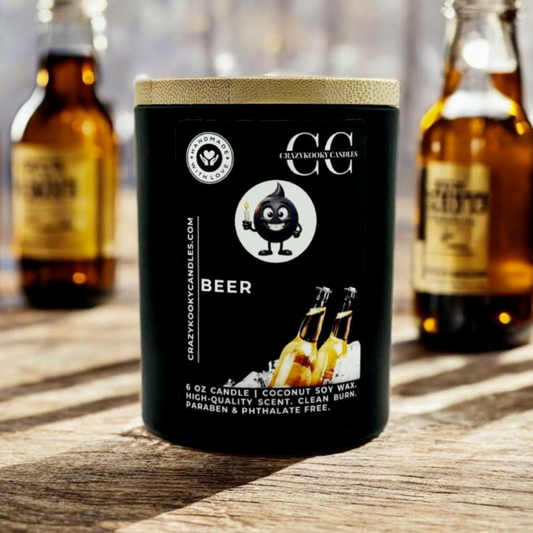 BEER - Funny Candle, Scented Coconut Soy Candle, 6oz - CrazyKooky Candles LLC