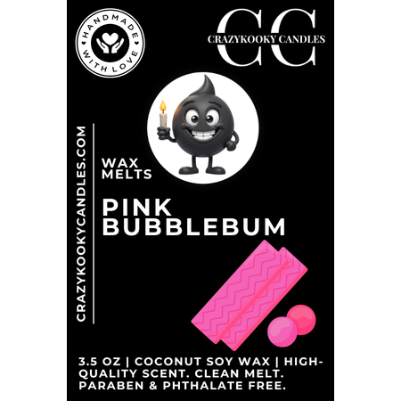 PINK BUBBLEGUM - Wax Melts, Scented Coconut Soy, 3.5oz - CrazyKooky Candles LLC
