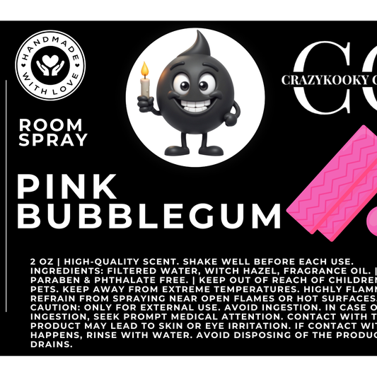 PINK BUBBLEGUM - Room Spray, 2oz - CrazyKooky Candles LLC
