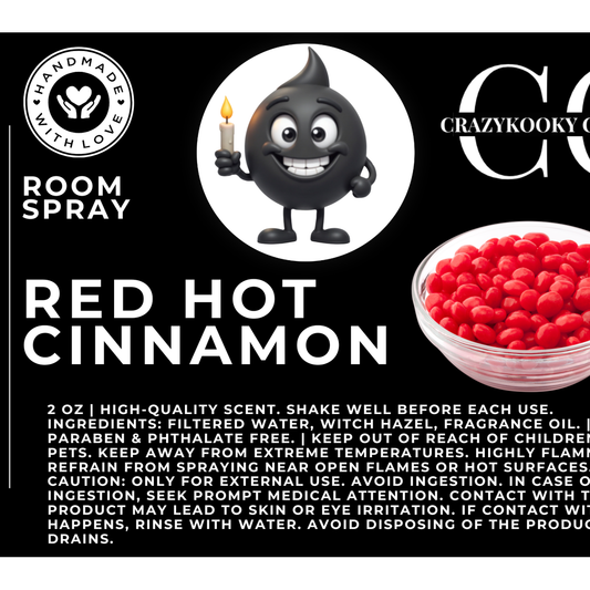 RED HOT CINNAMON - Room Spray, 2oz - CrazyKooky Candles LLC