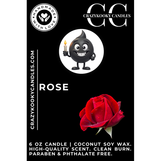 ROSE - Funny Candle, Scented Coconut Soy Candle, 6oz - CrazyKooky Candles LLC