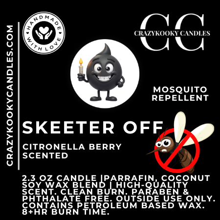 SKEETER OFF - Citronella Berry Scented Candle, 2.3oz - CrazyKooky Candles LLC
