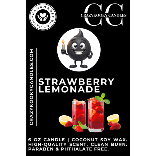 STRAWBERRY LEMONADE - Funny Candle, Scented Coconut Soy Candle, 6oz - CrazyKooky Candles LLC