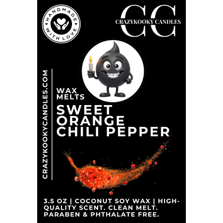 SWEET ORANGE CHILI PEPPER - Wax Melts, Scented Coconut Soy, 3.5oz - CrazyKooky Candles LLC