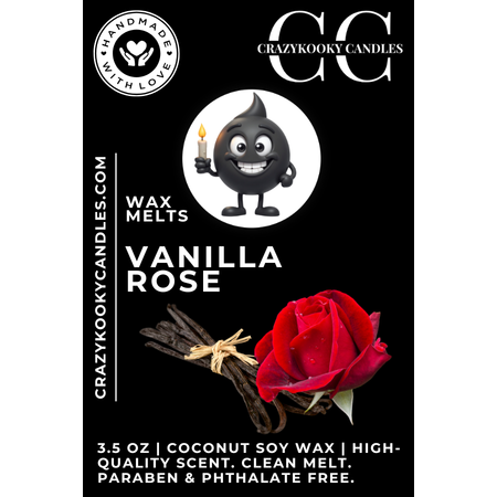 VANILLA ROSE - Wax Melts, Scented Coconut Soy, 3.5oz - CrazyKooky Candles LLC