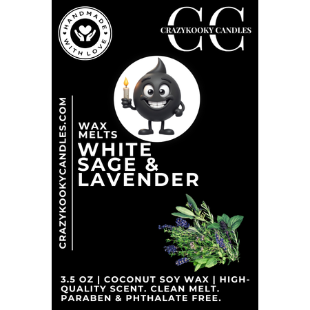 WHITE SAGE & LAVENDER - Wax Melts, Scented Coconut Soy, 3.5oz - CrazyKooky Candles LLC