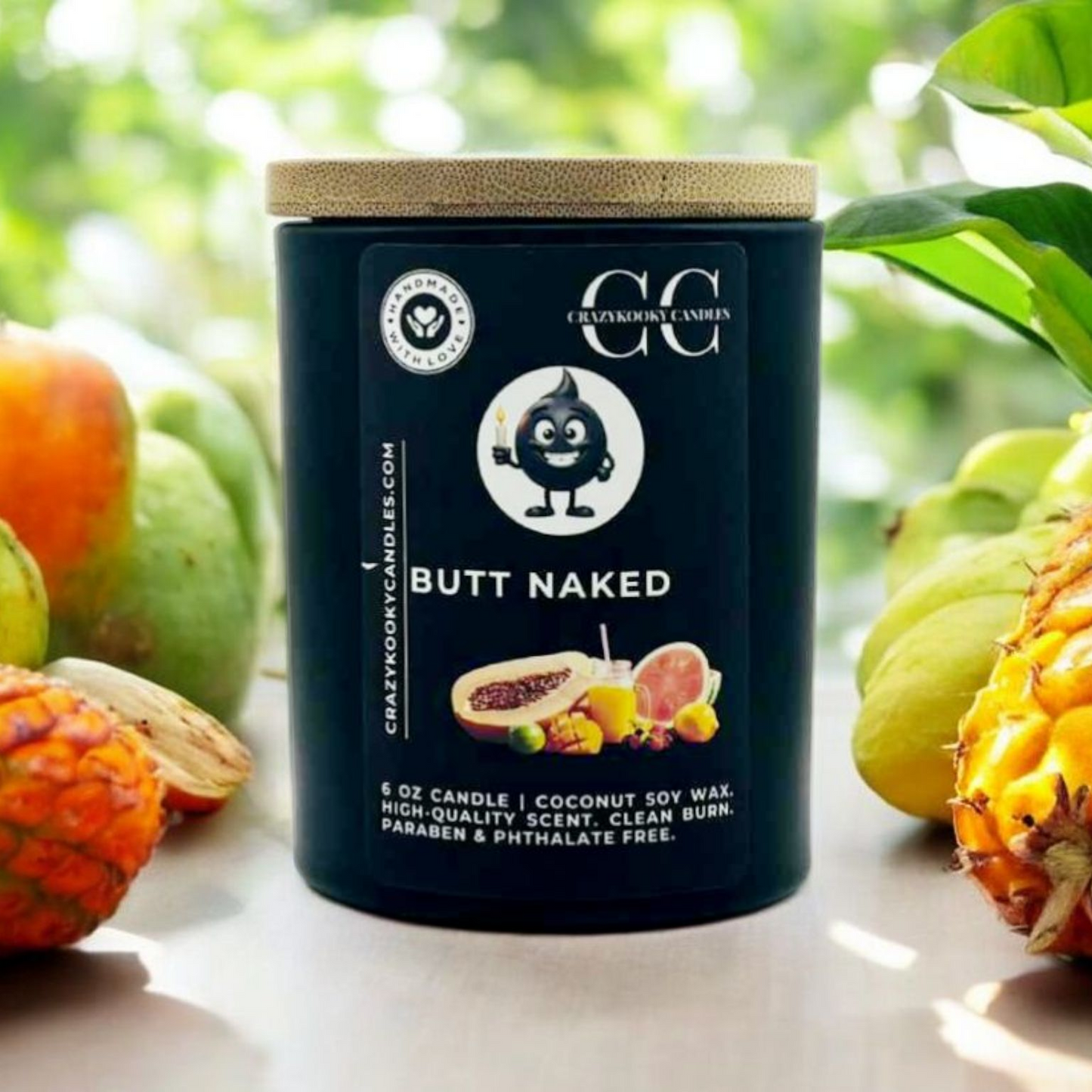 BUTT NAKED - Funny Candle, Scented Coconut Soy Candle, 6oz - CrazyKooky Candles LLC