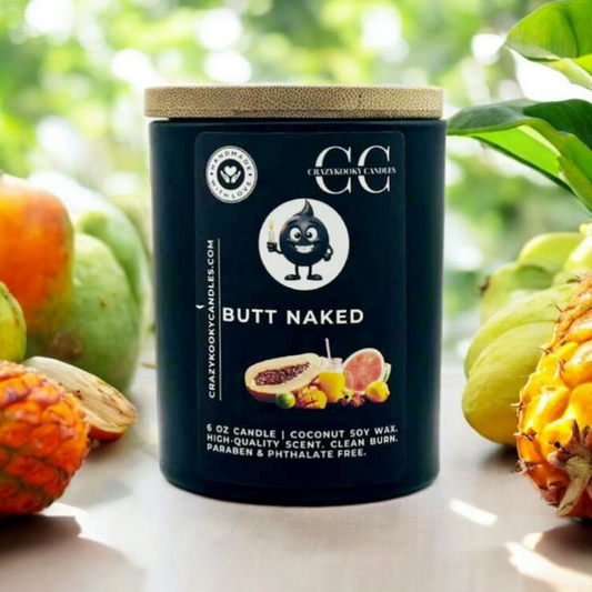 BUTT NAKED - Funny Candle, Scented Coconut Soy Candle, 6oz - CrazyKooky Candles LLC