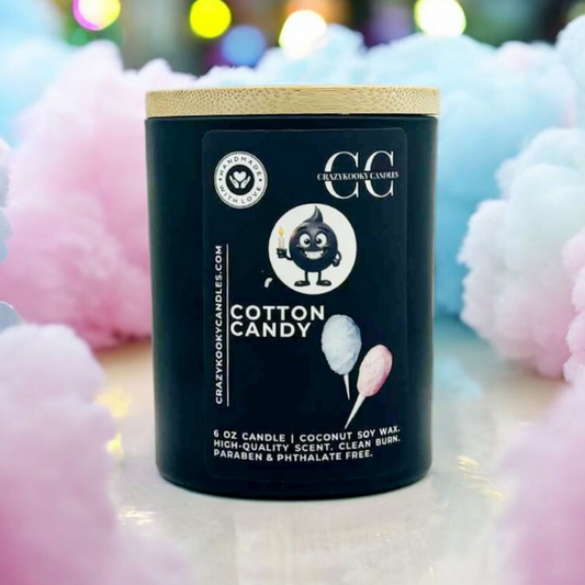 COTTON CANDY - Funny Candle, Scented Coconut Soy Candle, 6oz - CrazyKooky Candles LLC