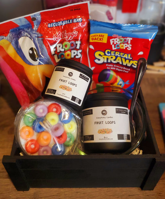 fruit loops cereal bowl candle gift basket