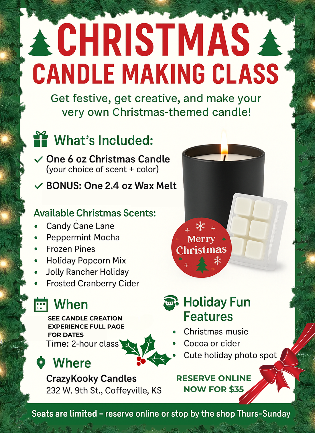 🎄 Candle Making Classes Are Here at CrazyKooky Candles! 🎄
