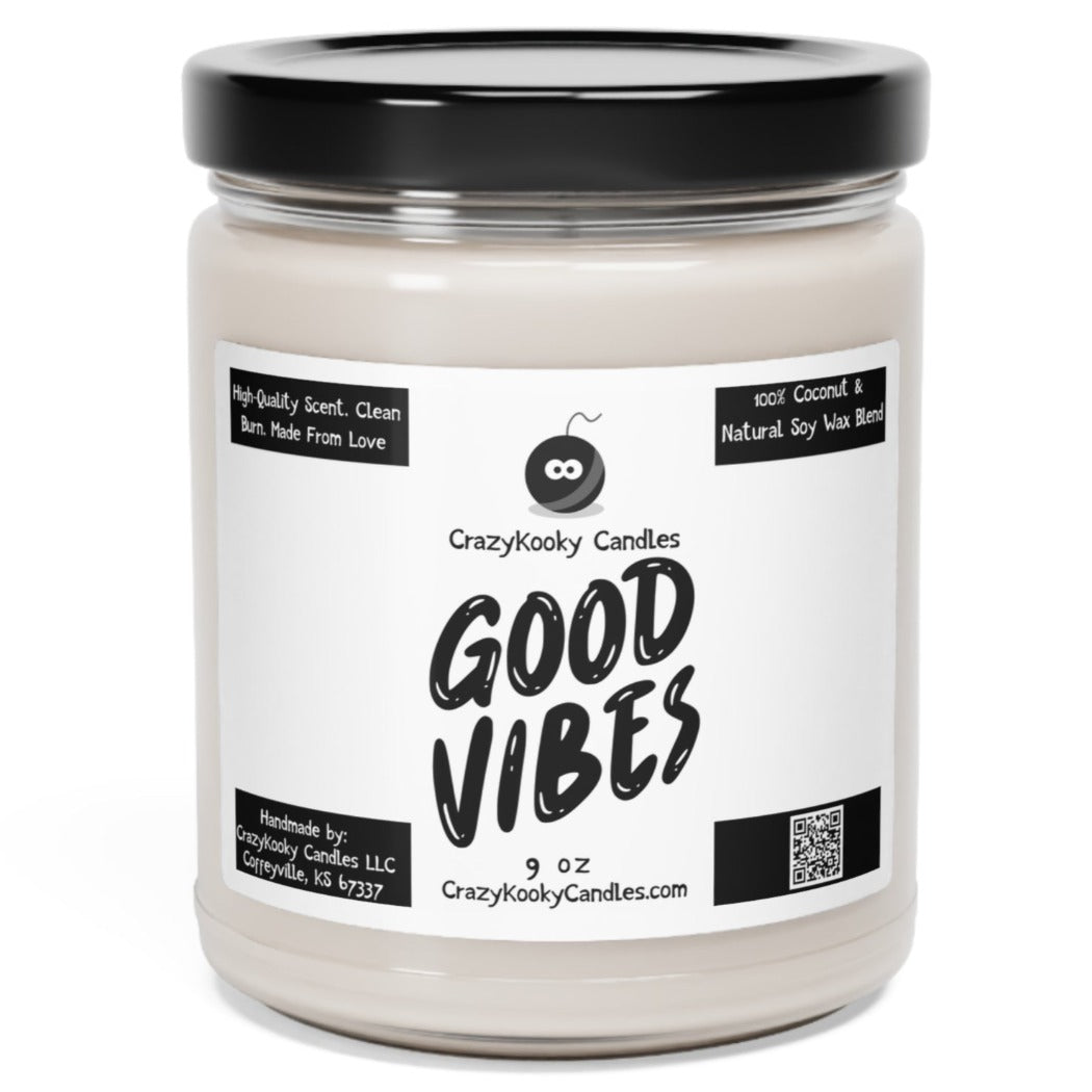 GOOD VIBES - Funny Candle, Scented Soy Candle, 9oz - CrazyKooky Candles LLC
