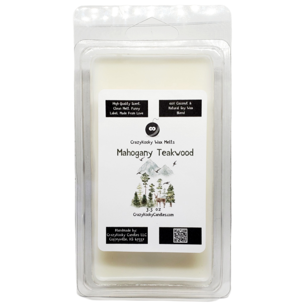 MAHOGANY TEAKWOOD WAX MELTS - CrazyKooky Candles LLC