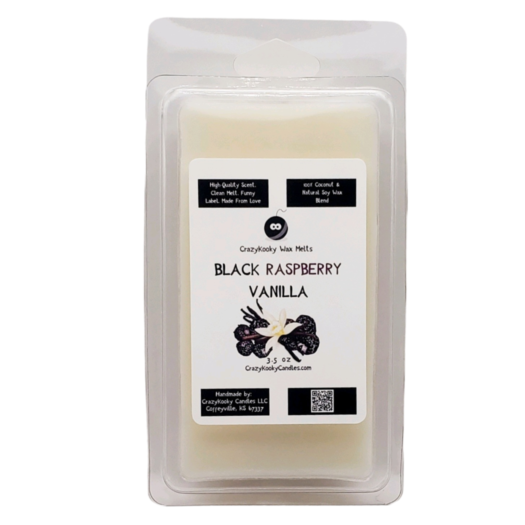 BLACK RASPBERRY VANILLA - Wax Melts, Scented Coconut Soy, 3.5oz - CrazyKooky Candles LLC