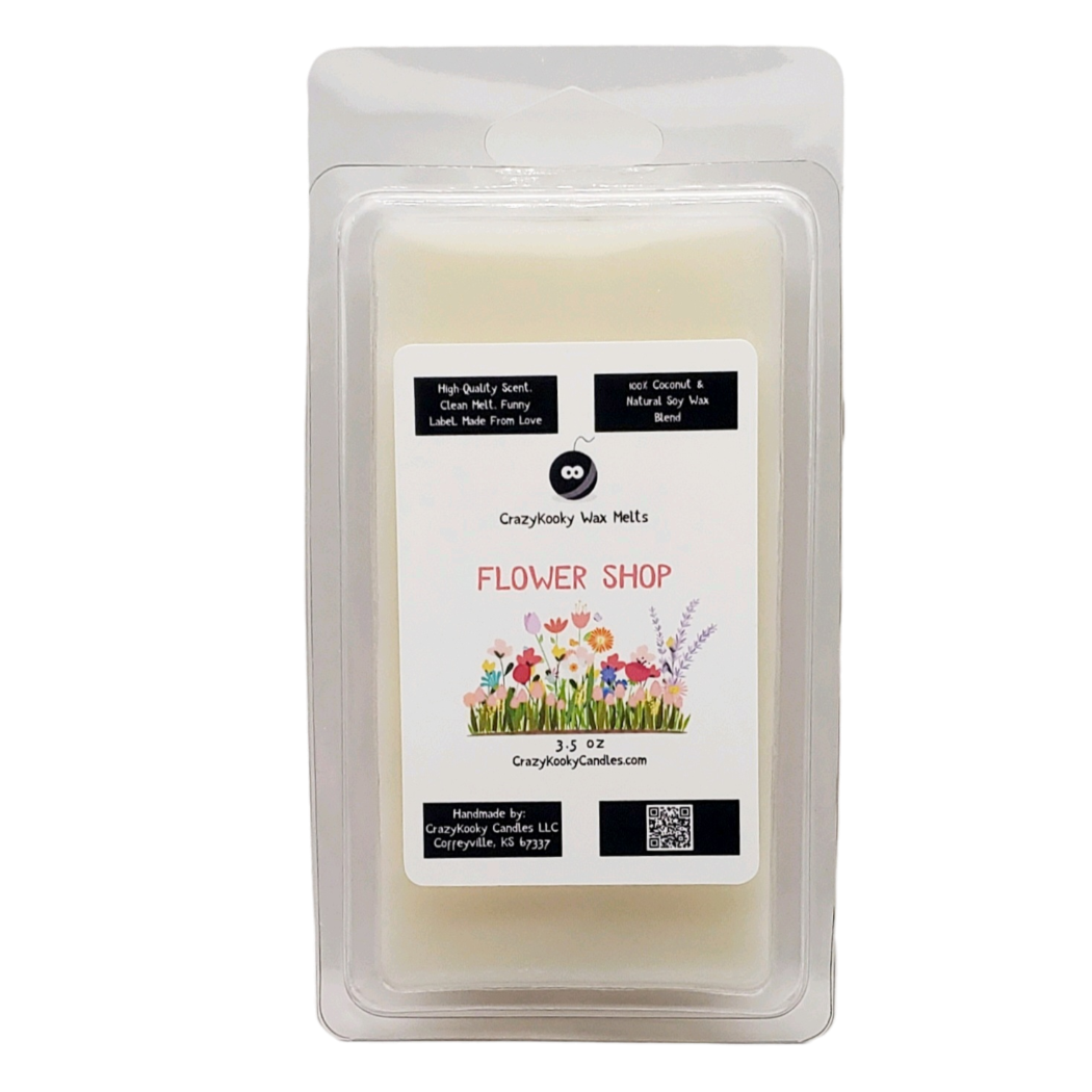 FLOWER SHOP - Wax Melts, Scented Coconut Soy, 3.5oz - CrazyKooky Candles LLC