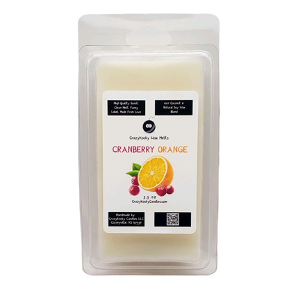 CRANBERRY ORANGE - Wax Melts, Scented Coconut Soy, 3.5oz - CrazyKooky Candles LLC