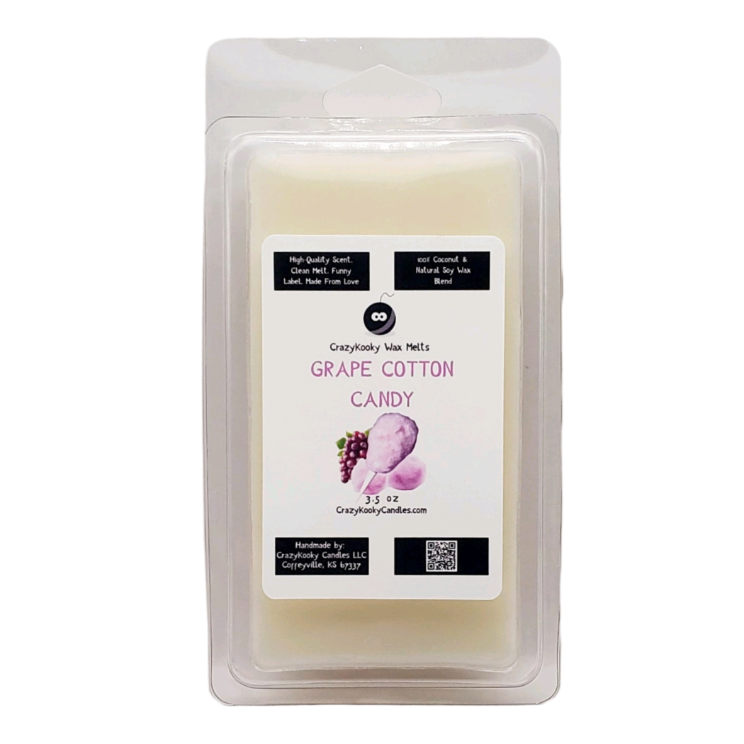 GRAPE COTTON CANDY - Wax Melts, Scented Coconut Soy, 3.5oz - CrazyKooky Candles LLC