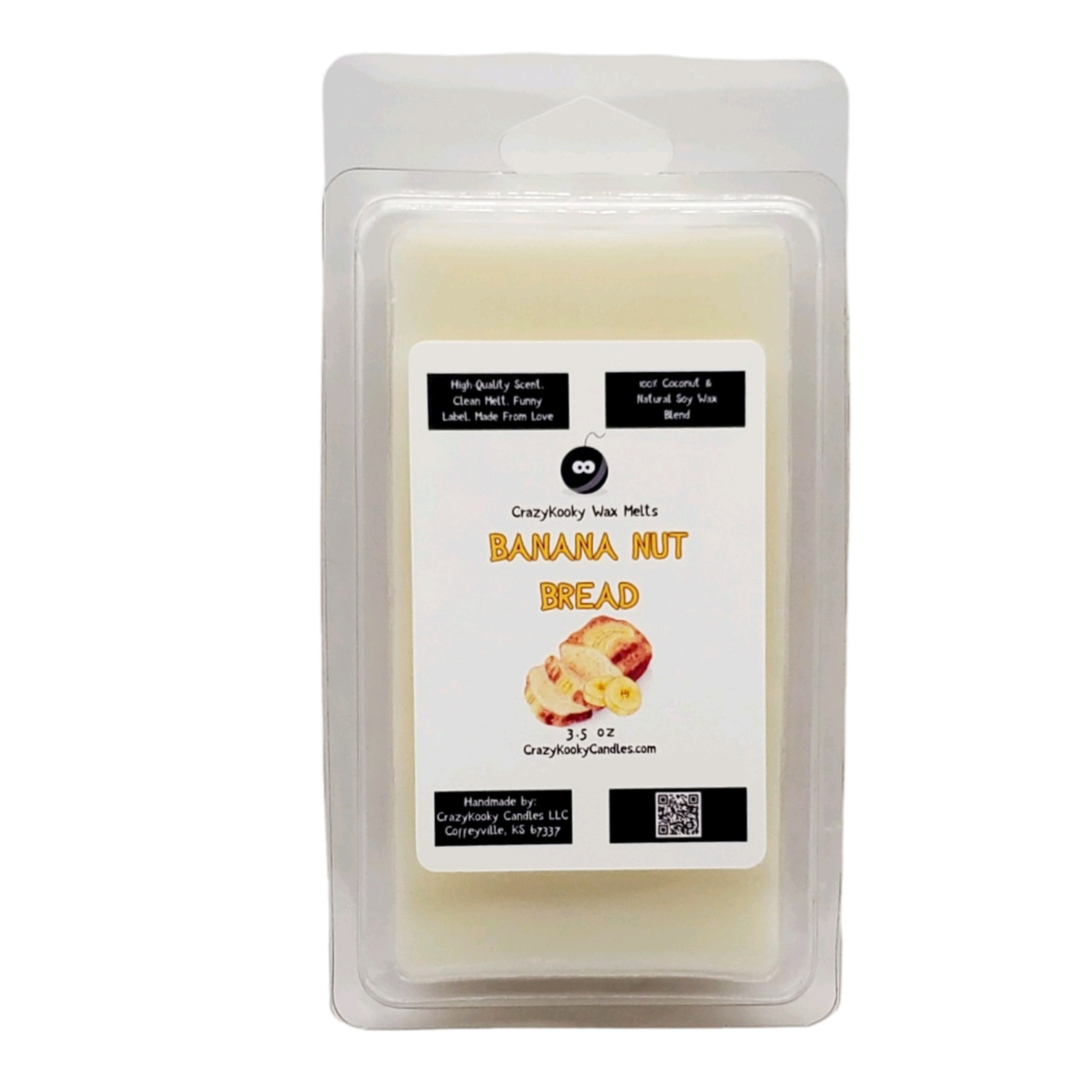 BANANA NUT BREAD - Wax Melts, Scented Coconut Soy, 3.5oz - CrazyKooky Candles LLC