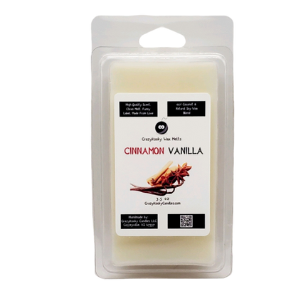 CINNAMON VANILLA - Wax Melts, Scented Coconut Soy, 3.5oz - CrazyKooky Candles LLC