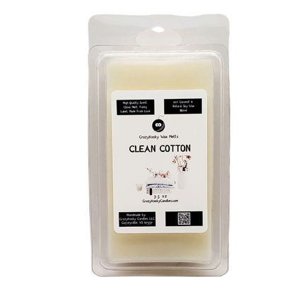 CLEAN COTTON - Wax Melts, Scented Coconut Soy, 3.5oz - CrazyKooky Candles LLC