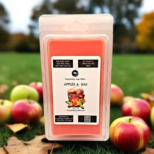 APPLES & OAK - Wax Melts, Scented Coconut Soy, 3.5oz - CrazyKooky Candles LLC