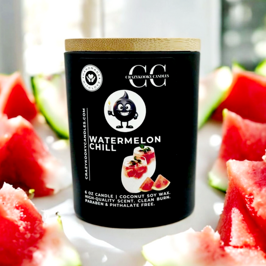 WATERMELON CHILL - Funny Candle, Scented Coconut Soy Candle, 6oz - CrazyKooky Candles LLC