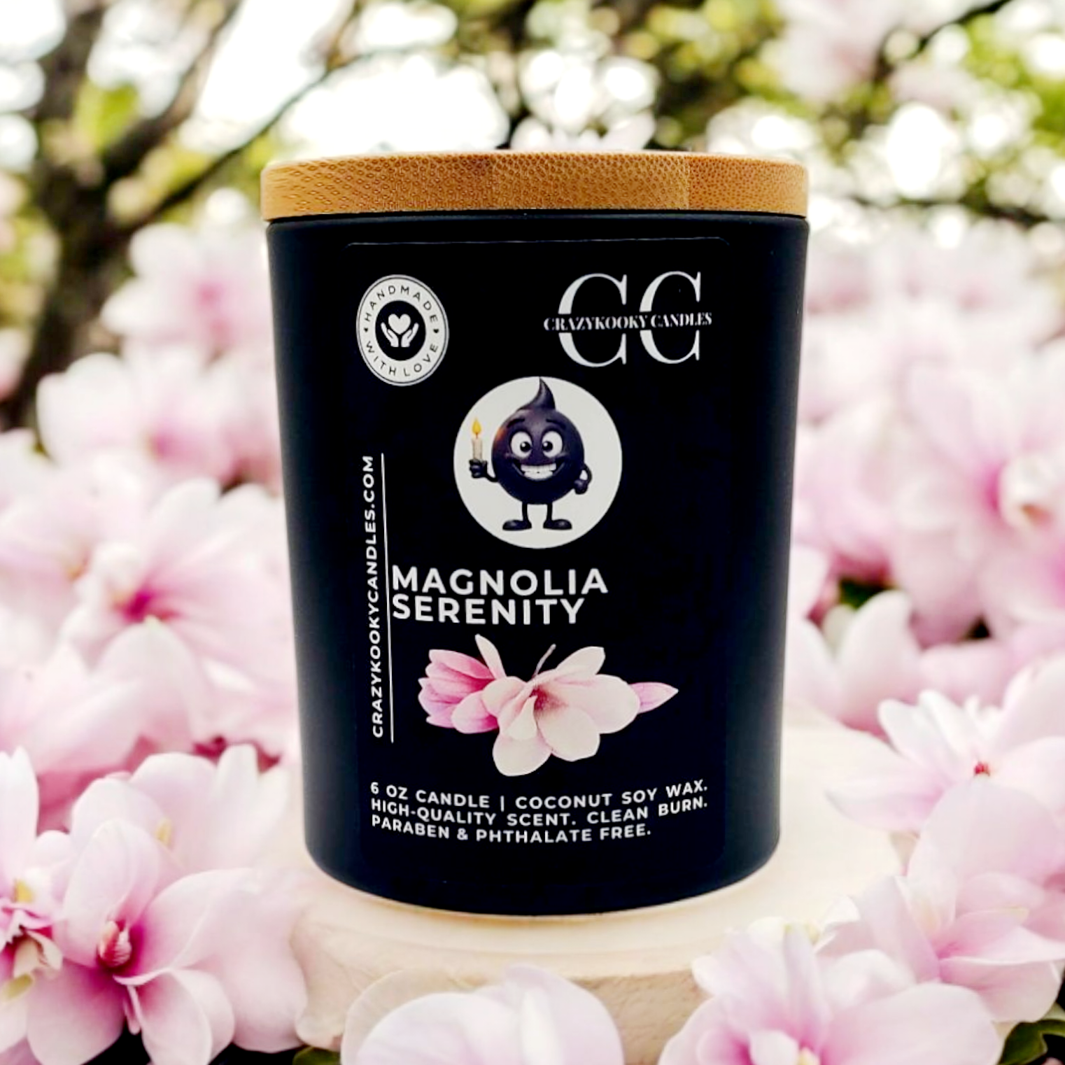 MAGNOLIA SERENITY - Funny Candle, Scented Coconut Soy Candle, 6oz - CrazyKooky Candles LLC