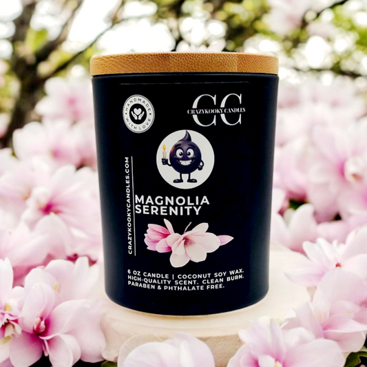 MAGNOLIA SERENITY - Funny Candle, Scented Coconut Soy Candle, 6oz - CrazyKooky Candles LLC