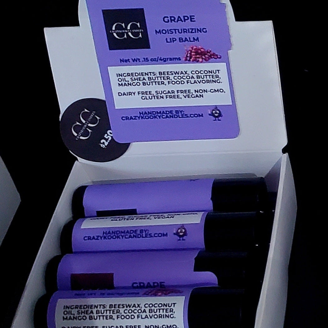 GRAPE, Lip Balm, 0.15oz - CrazyKooky Candles LLC