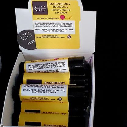 RASPBERRY BANANA, Lip Balm, 0.15oz - CrazyKooky Candles LLC