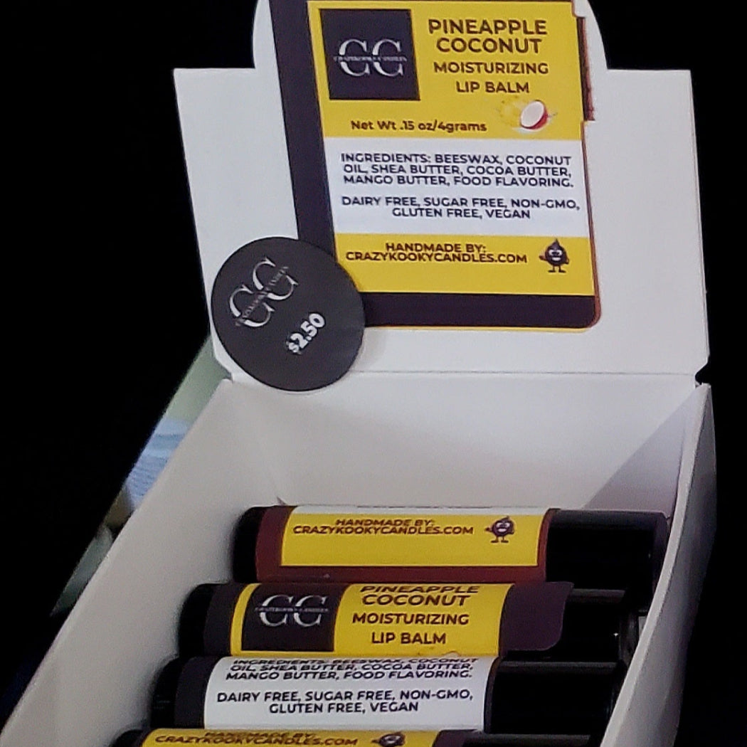 PINEAPPLE COCONUT, Lip Balm, 0.15oz - CrazyKooky Candles LLC
