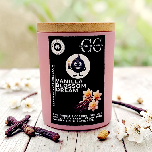 VANILLA BLOSSOM DREAM - Funny Scented Coconut Soy Candle, 6oz - CrazyKooky Candles LLC