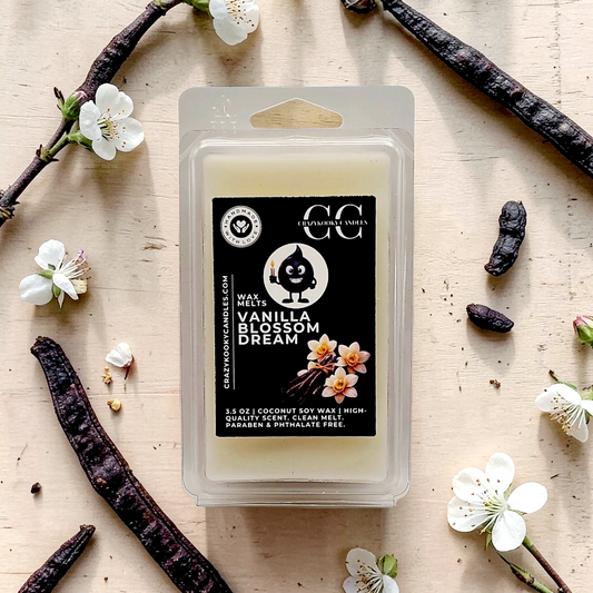 VANILLA BLOSSOM DREAM - Wax Melts, Scented Coconut Soy, 3.5oz - CrazyKooky Candles LLC