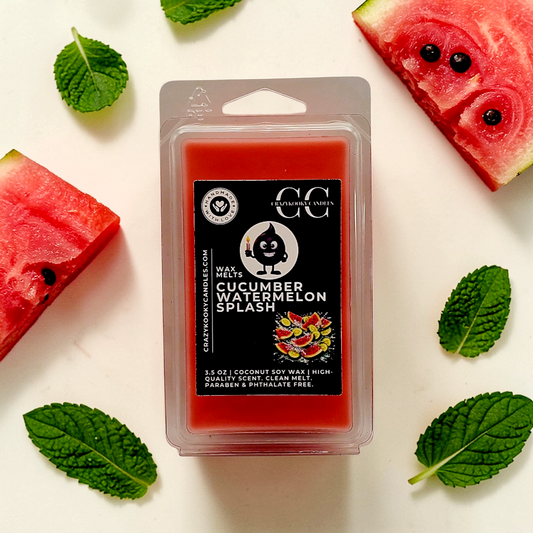 CUCUMBER WATERMELON SPLASH - Wax Melts, Scented Coconut Soy, 3.5oz - CrazyKooky Candles LLC