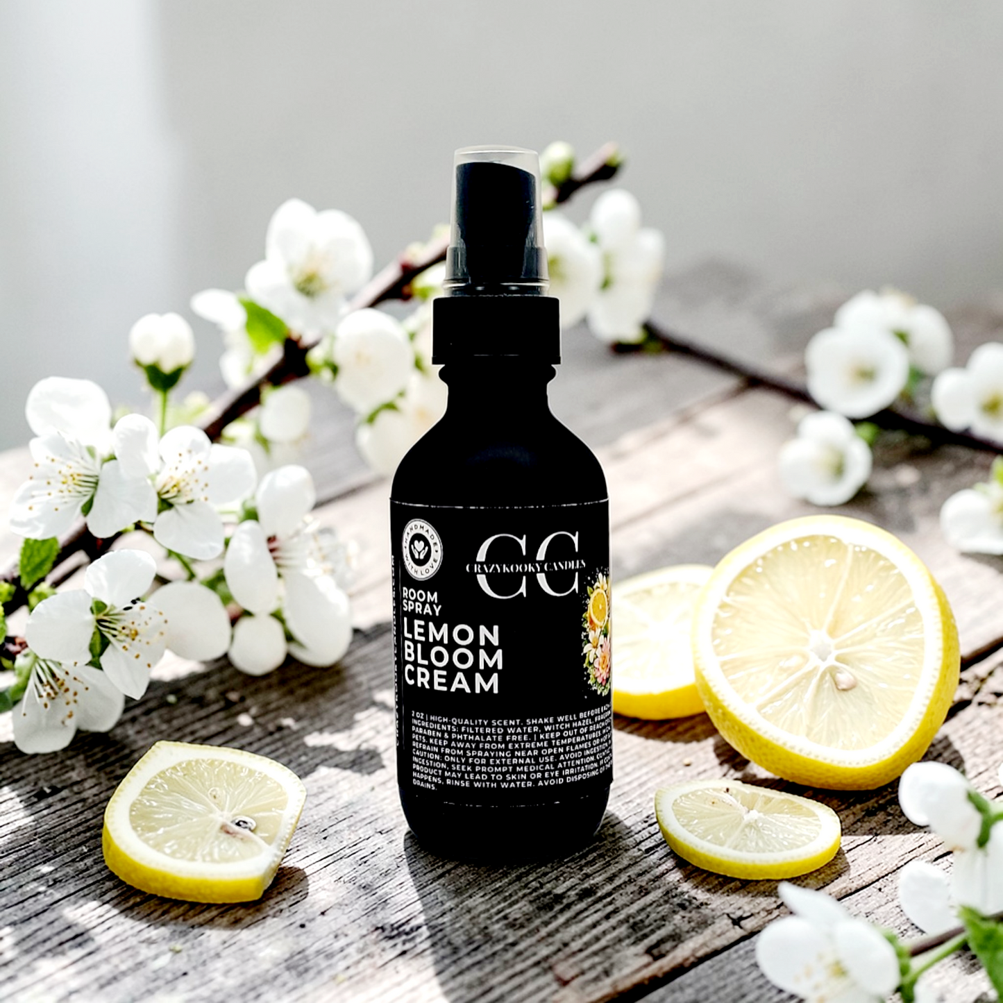 LEMON BLOOM CREAM - Room Spray, 2oz - CrazyKooky Candles LLC