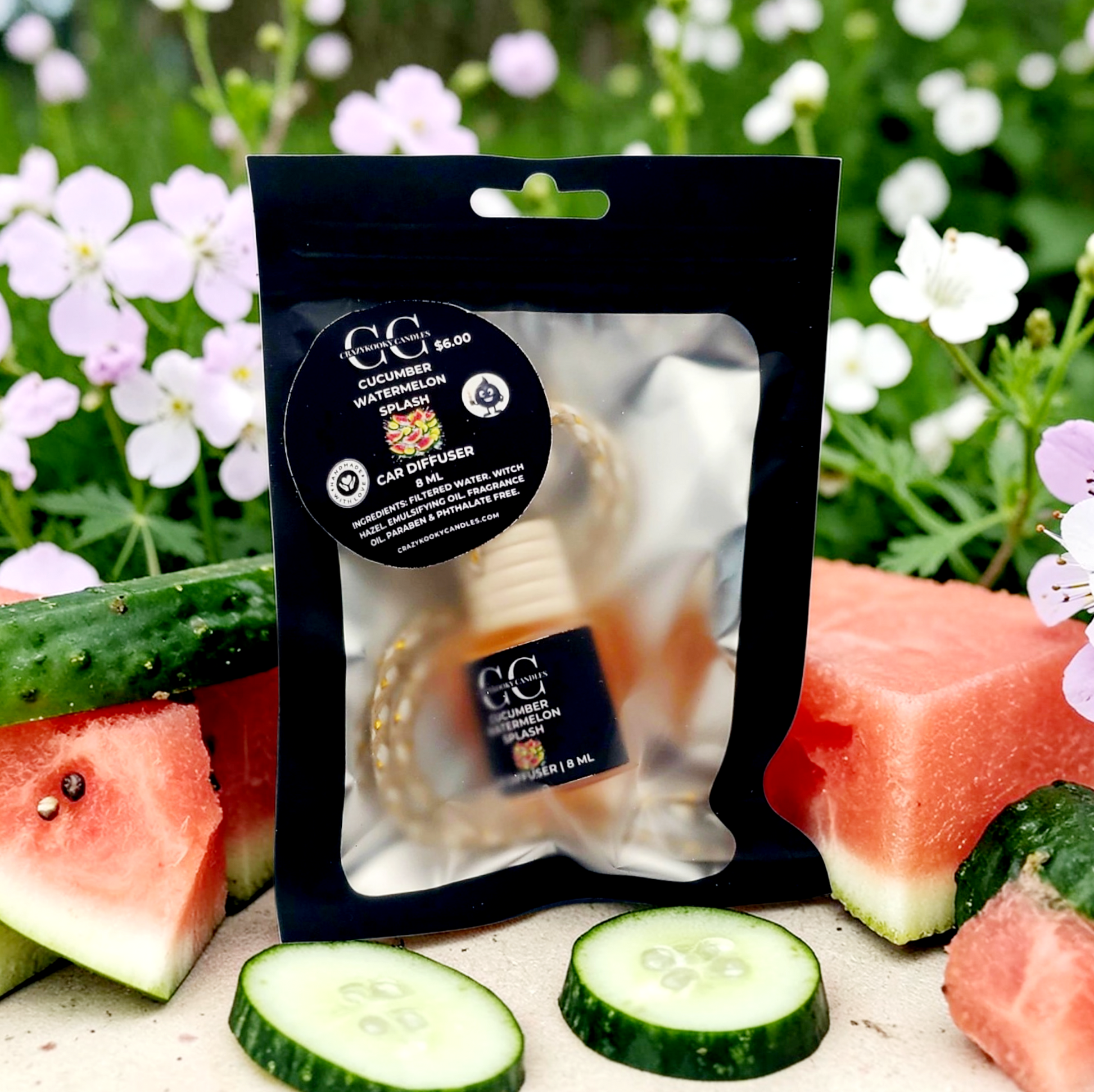 CUCUMBER WATERMELON SPLASH - Car Diffuser, 8ml - CrazyKooky Candles LLC