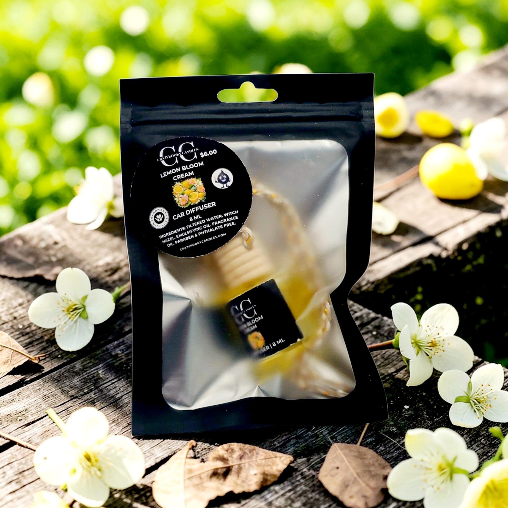 LEMON BLOOM CREAM - Car Diffuser, 8ml - CrazyKooky Candles LLC