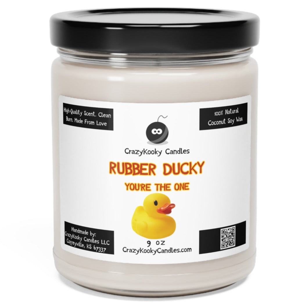 RUBBER DUCKY, YOU'RE THE ONE - Funny Candle, Scented Coconut Soy Candle, 9oz - CrazyKooky Candles LLC